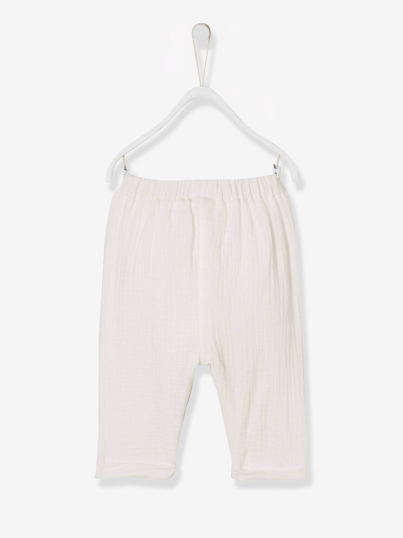 Pantalon coupe sarouel en gaze de coton blanc