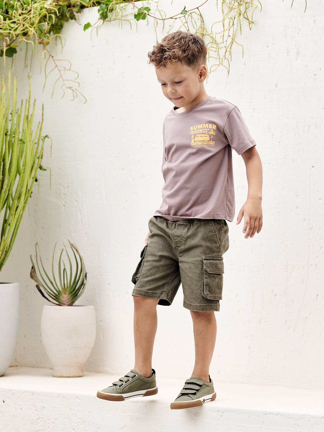 Vertbaudet Jungen Cargoshorts mit Dehnbund - beige