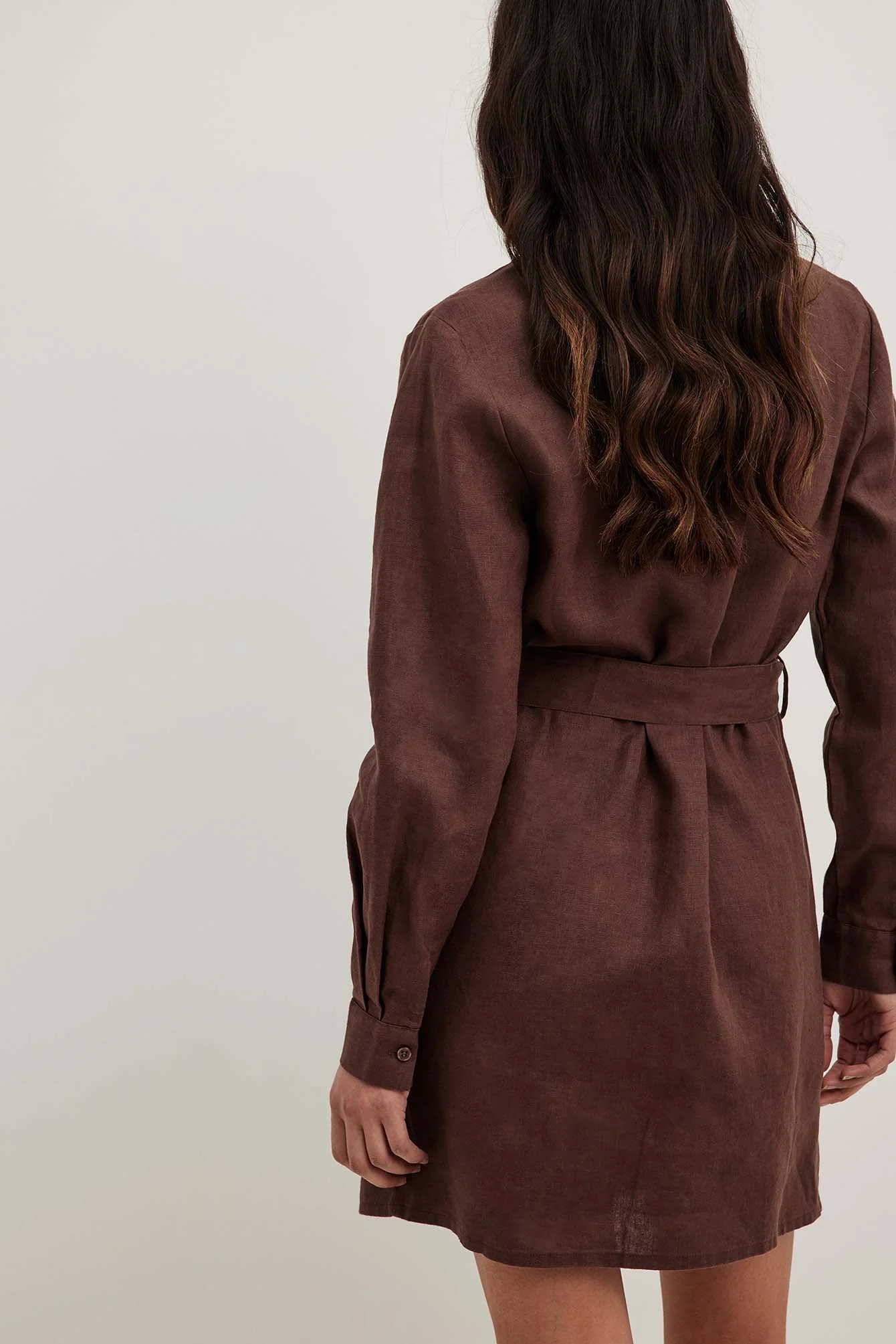 Minikleid mit Kordelzug aus Leinenmischung