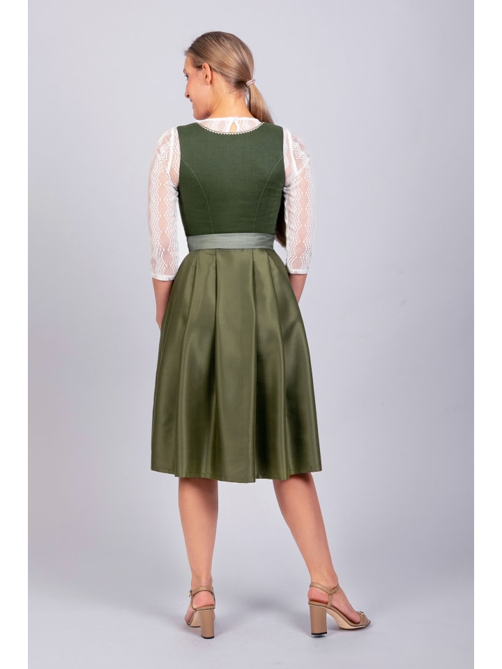 Edelnice Midi Dirndl Anni Leinen in grün günstig kaufen