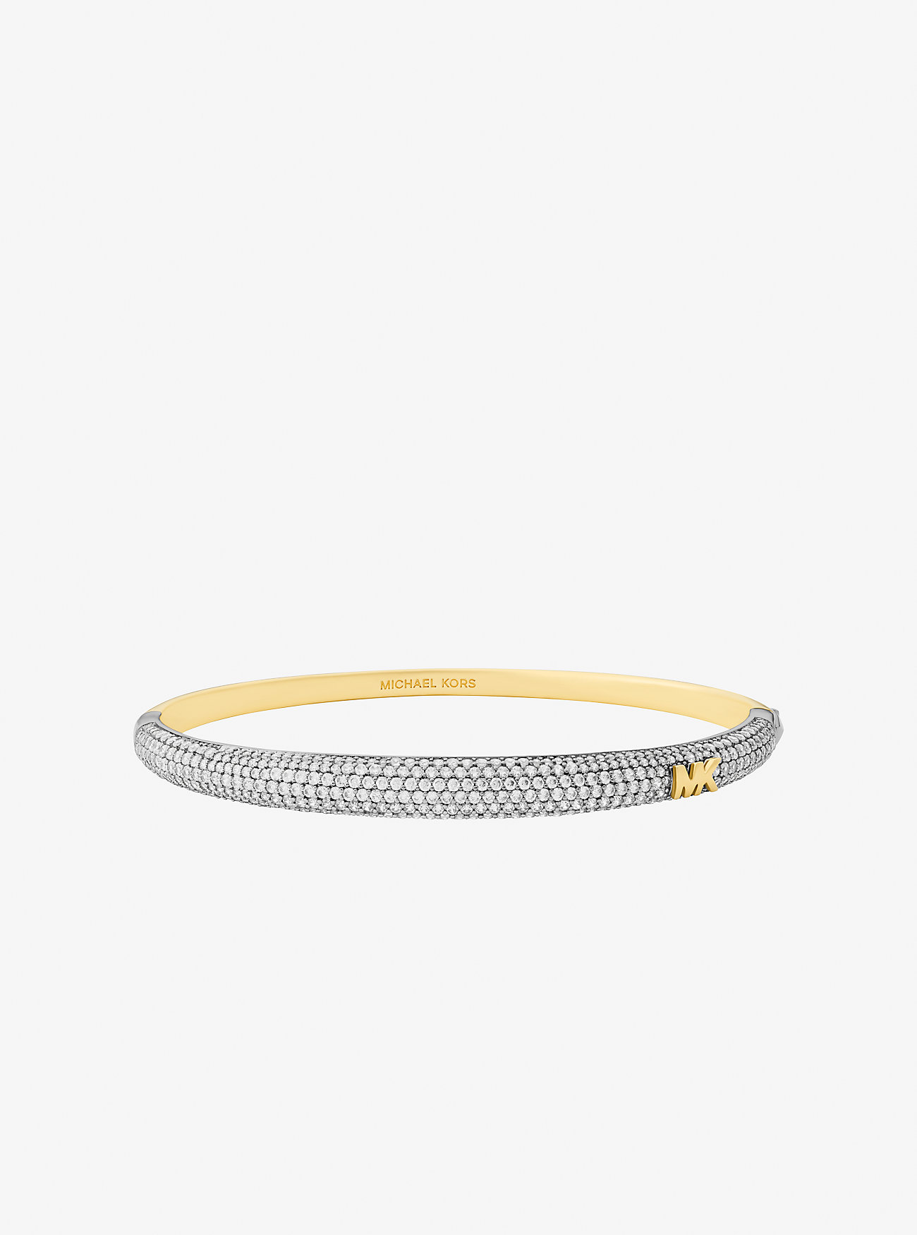 Bracciale rigido a cupola bicolore con pavé - BICOLORE