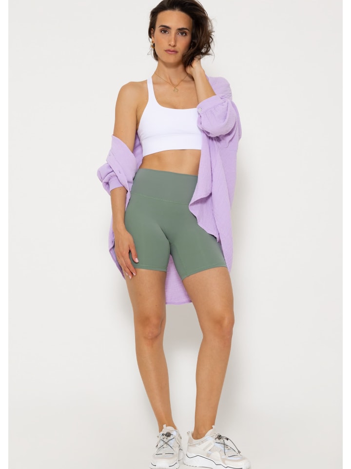 SASSYCLASSY Crop Sport-BH mit Kreuz Rücken in Weiß günstig kaufen