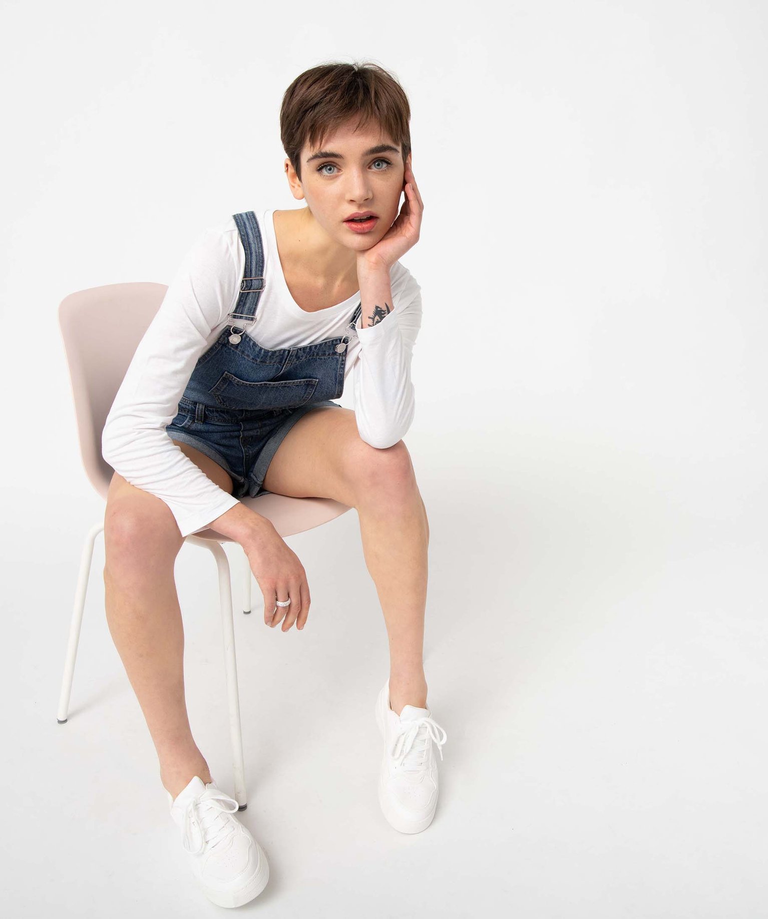Salopette femme en jean coupe courte stone | GEMO