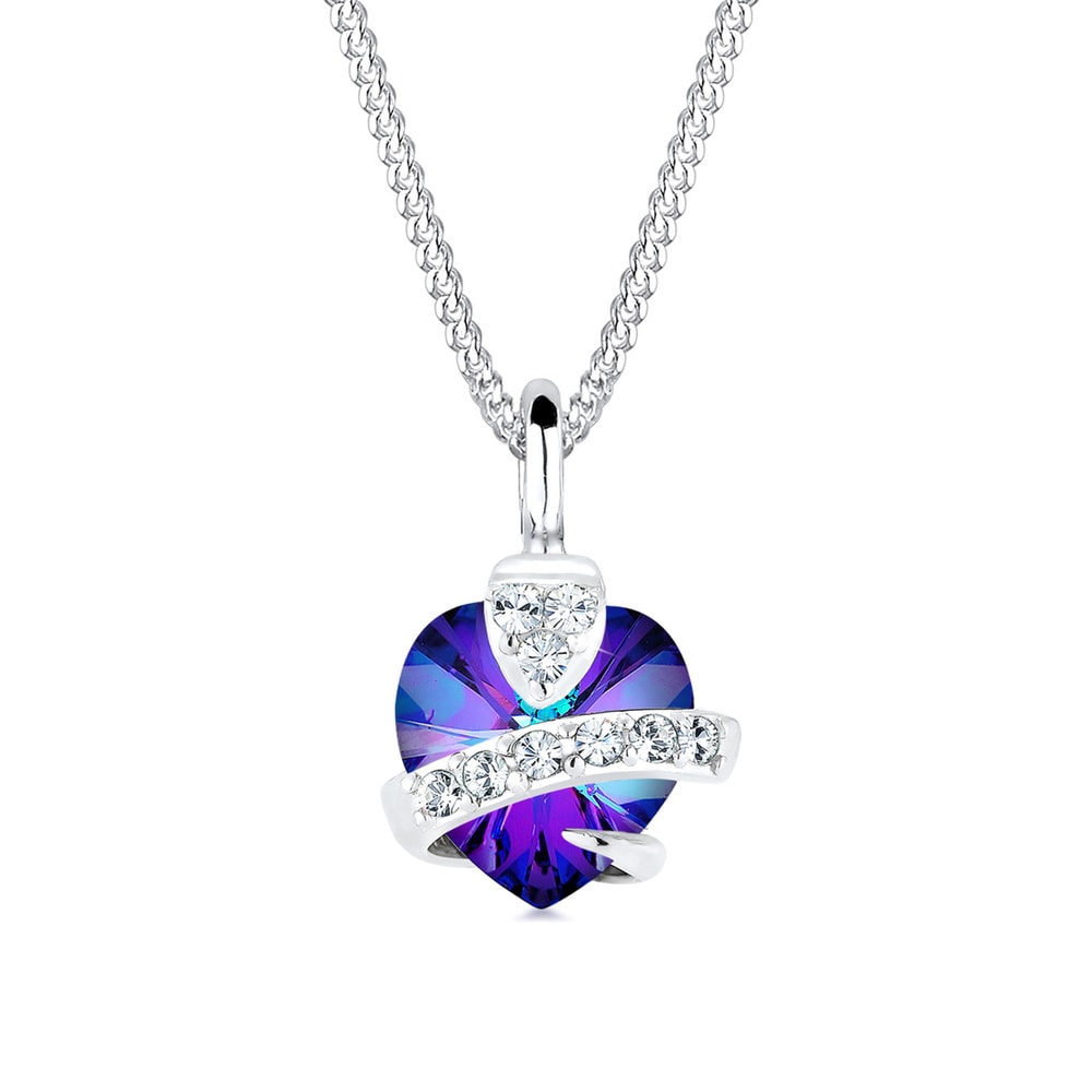 Elli Elli Collier Femme Pendentif Coeur Glamour avec Cristal  en Argent Sterling 925 collier