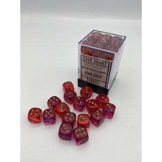 Gemini 12mm d6 Translucent Red-Violet/gold Dice Block (36)