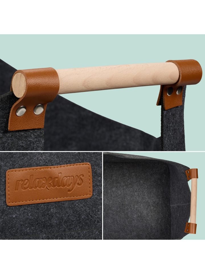 relaxdays Kaminholzkorb in Grau - 50 L günstig kaufen onesize