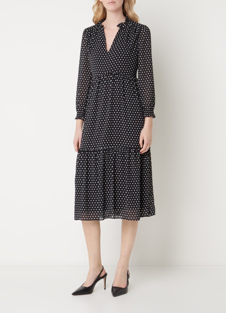 Abito midi con volant e stampa a pois Annalise di Hobbs
