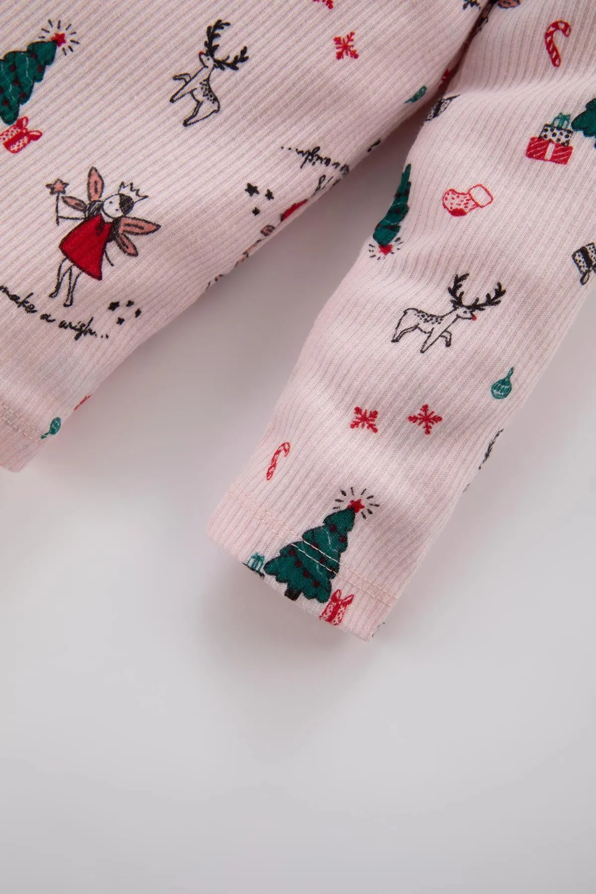 DeFacto  Langärmliges, geripptes Camisole-Pyjama-Set mit Weihnachtsmotiv für Babys