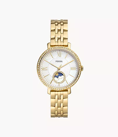 Fossil Uhr Jacqueline Multifunktionswerk Sonne Mond Edelstahl goldfarben