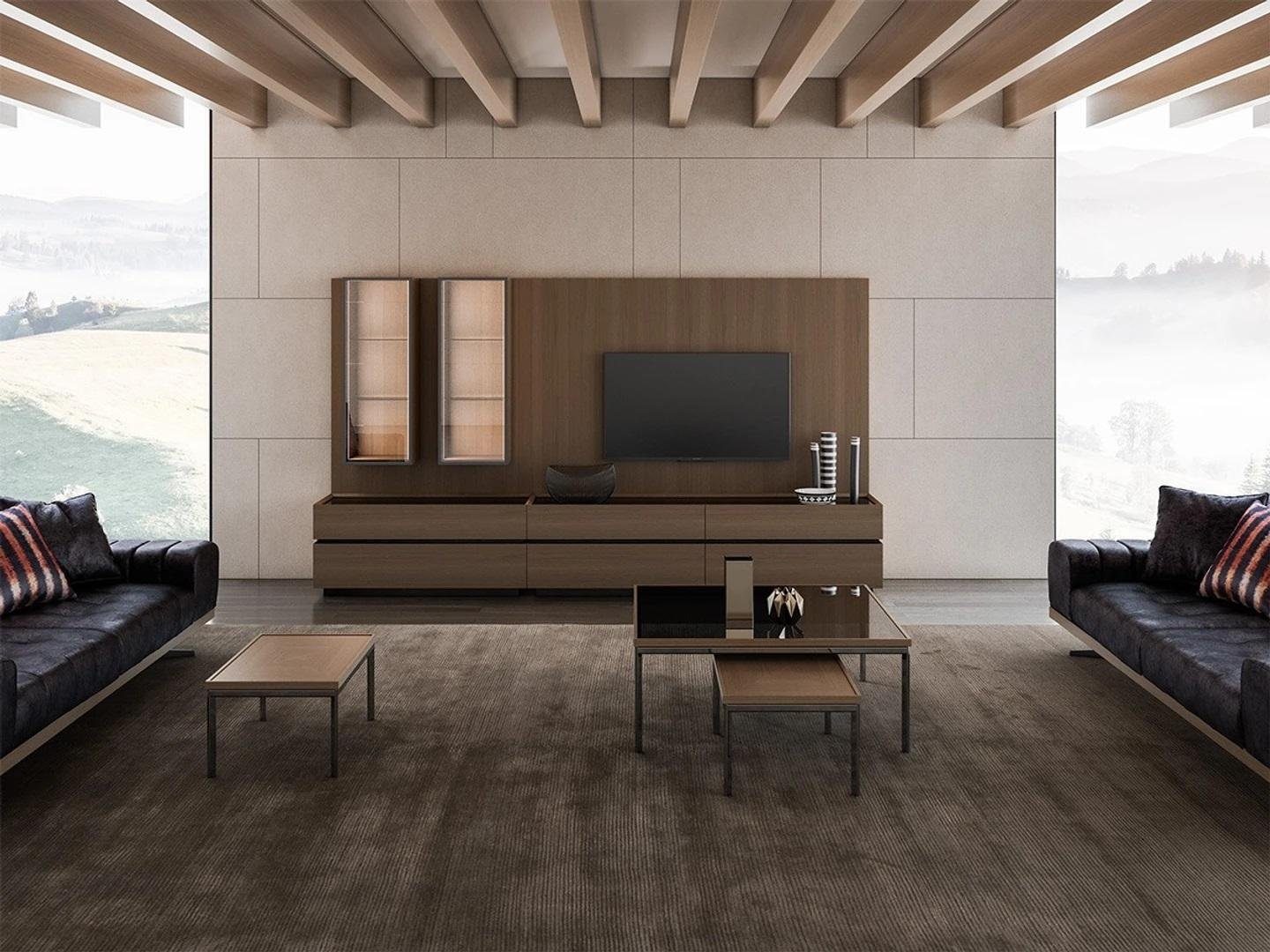 JVmoebel Wohnwand Holzmöbel Wohnwand TV-Ständer Komplett Modern Einrichtung, (1-St., 1x nur Wohnwand ohne Couchtisch), Made in Europa