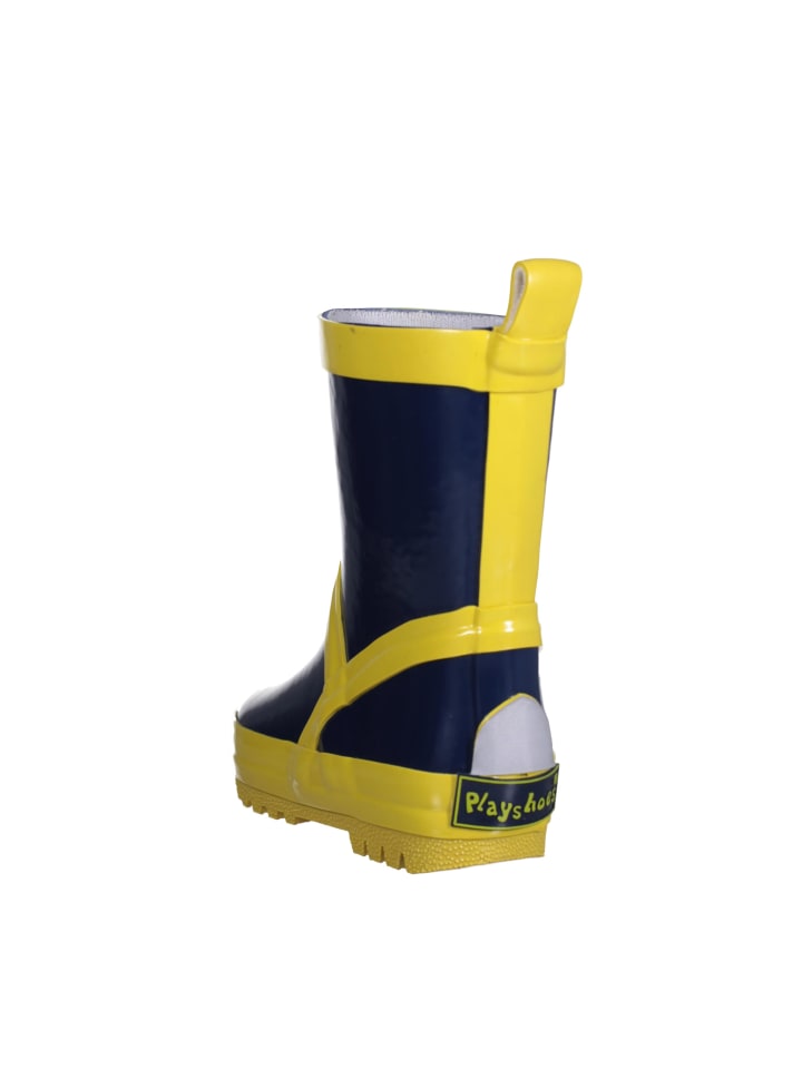 Playshoes Gummistiefel uni in Marine/Gelb günstig kaufen