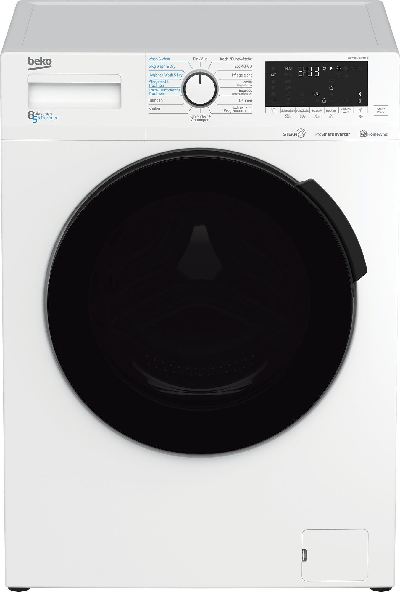 BEKO Waschtrockner WDW85141Steam1, 8 kg, 5 kg, 1400 U/min