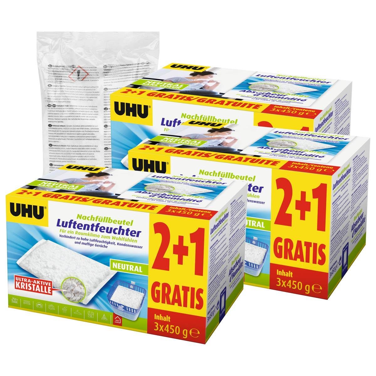 UHU Luftentfeuchter UHU original Luftentfeuchter Nachfüllbeutel 450g Duftneutral (10er Pac