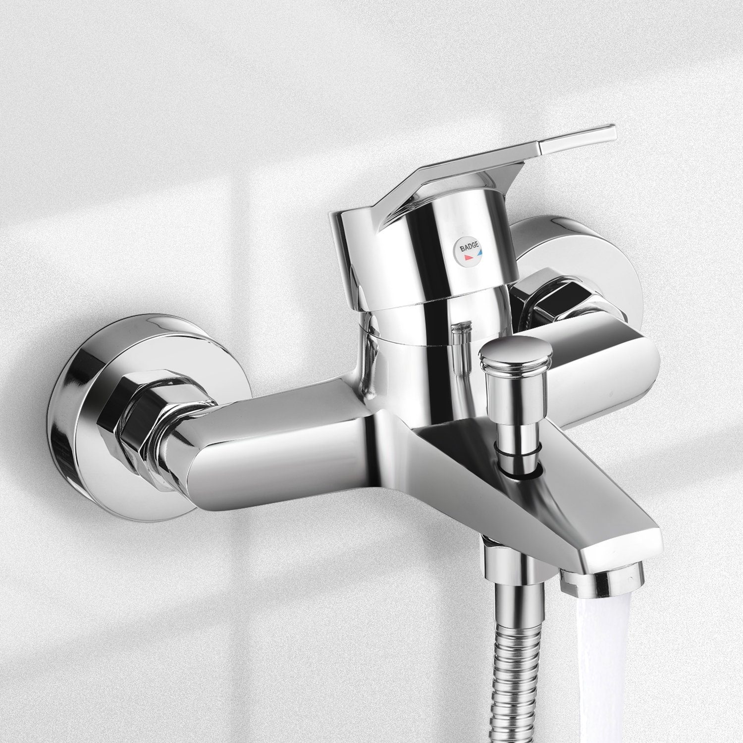 iscooter Wannenarmatur Badewannenarmatur, Wannenarmatur, Aufputz Badarmatur für 2 Funktionen automatische Umstellung für Badewanne und Dusche, Chrom