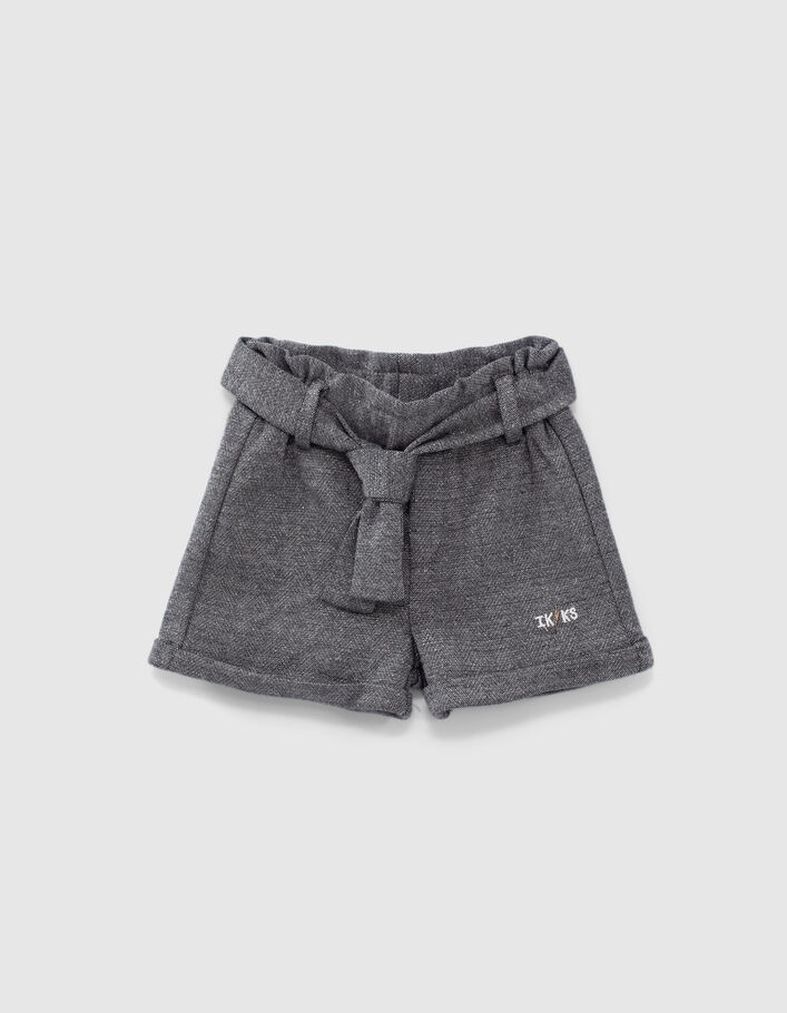 Ensemble short gris et T-shirt écru bébé fille
