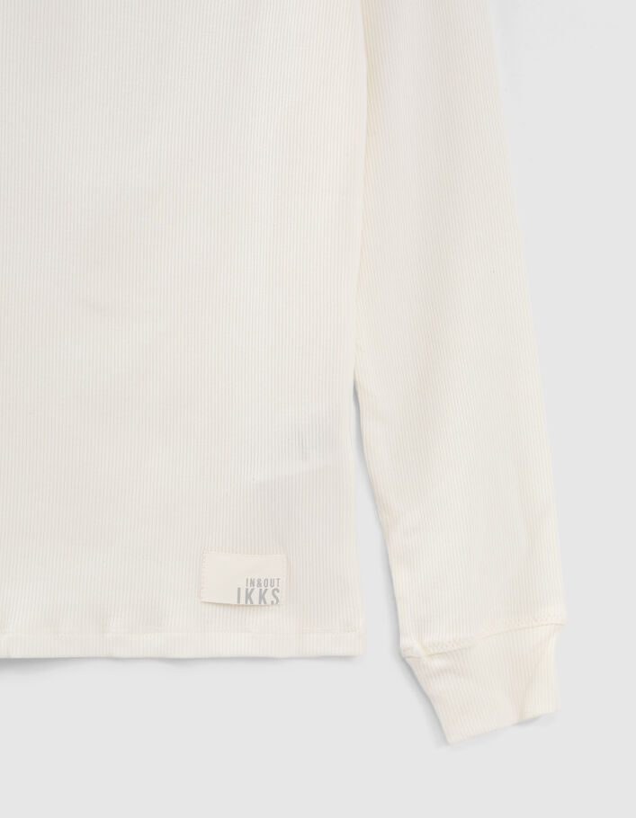 Tee-shirt col montant manches longues écru femme