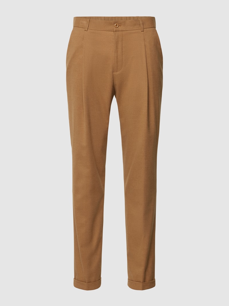 Anzughose mit Bundfalten in camel