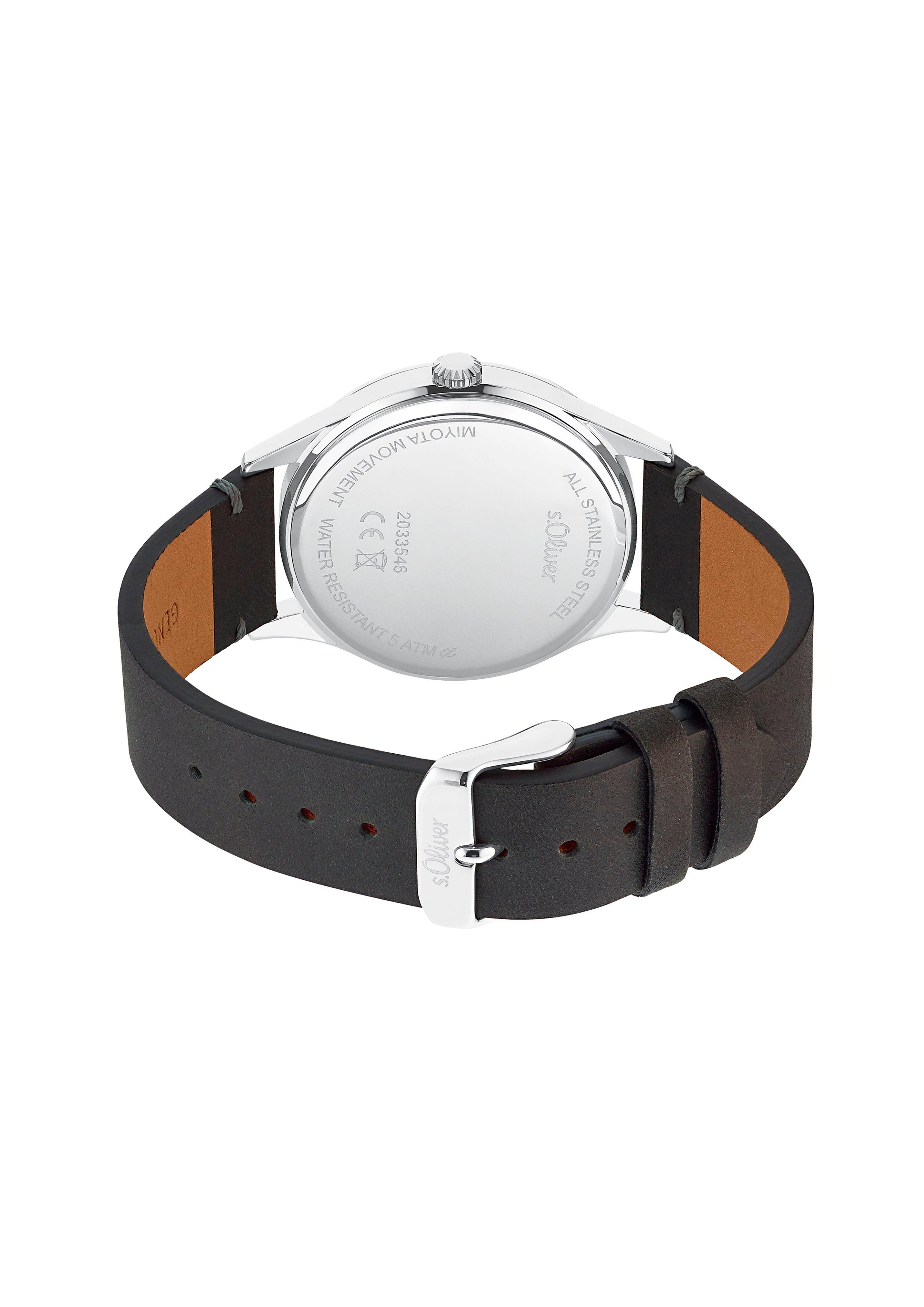 Klassische Edelstahluhr mit Lederarmband  6006362-99B0