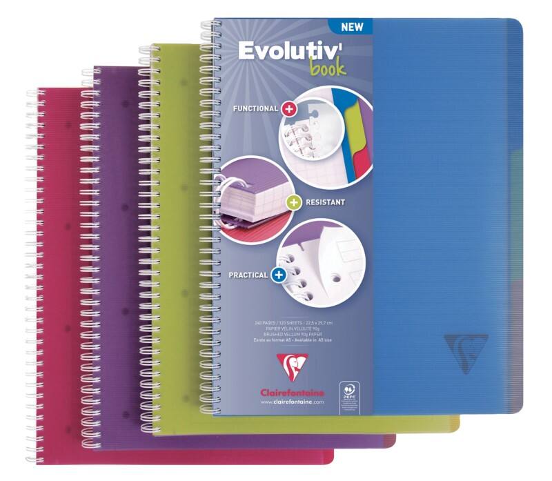 Clairefontaine Notizbuch DIN A5  Liniert Spiralbindung PP (Polypropylen) Farbig sortiert Perforiert 180 Seiten 90 Blatt