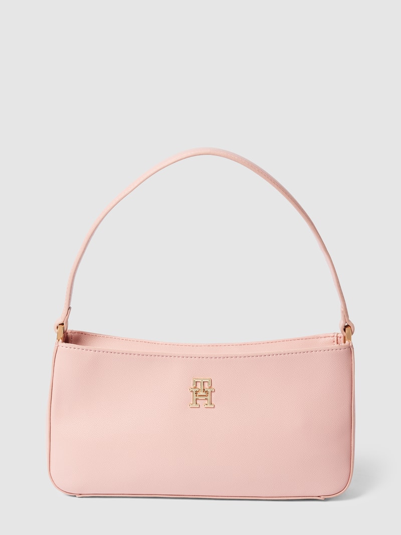 Handtasche mit Label-Applikation in rosé
