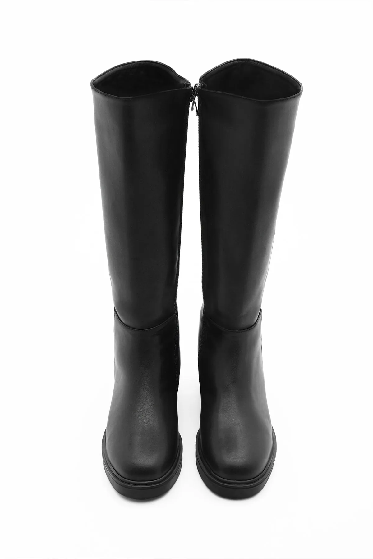 Marjin  Damen-Tagesstiefel über dem Knie mit Reißverschluss Yobin Schwarz