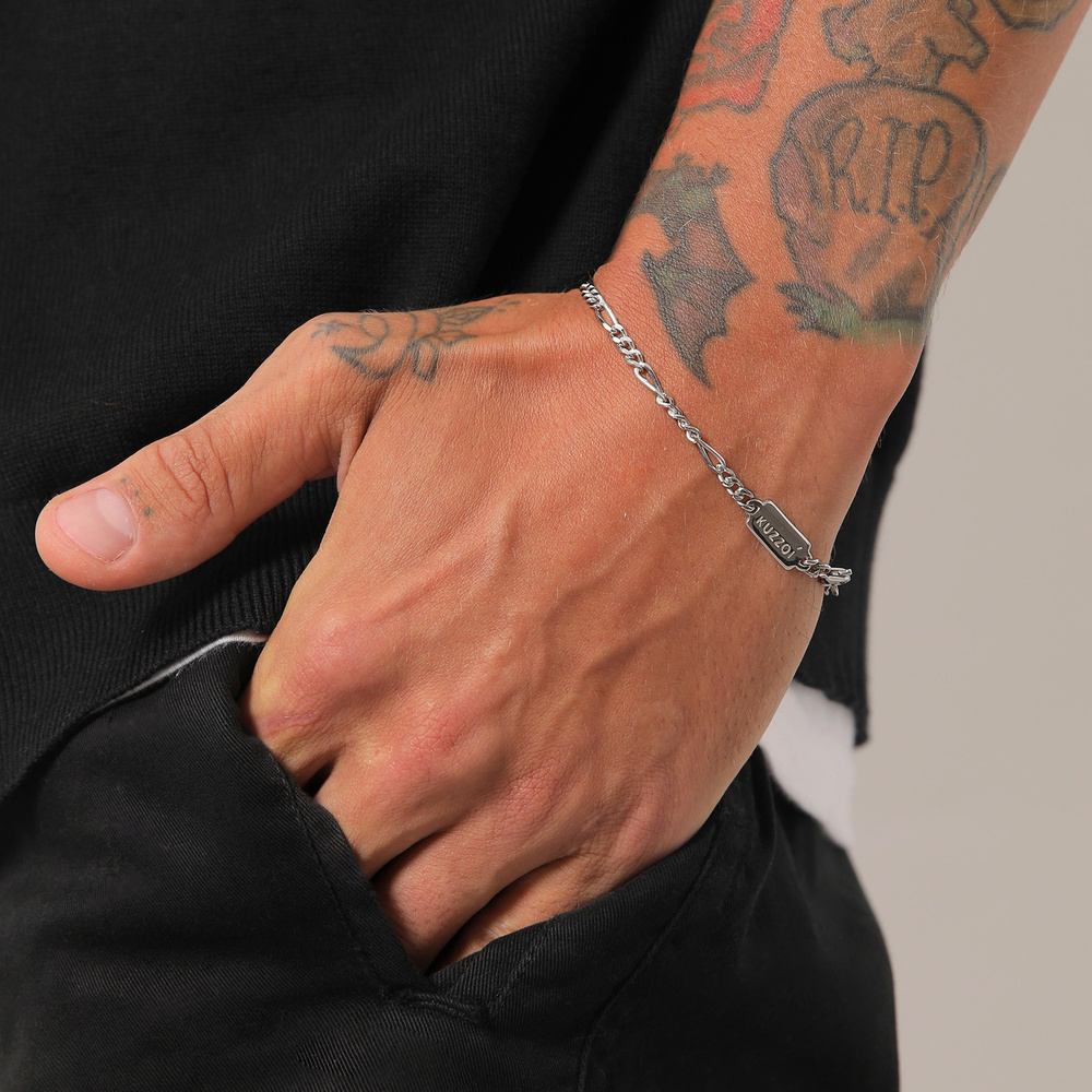 KUZZOI KUZZOI Bracelet Hommes Massive Basique Cool en argent sterling 925 Bracelet