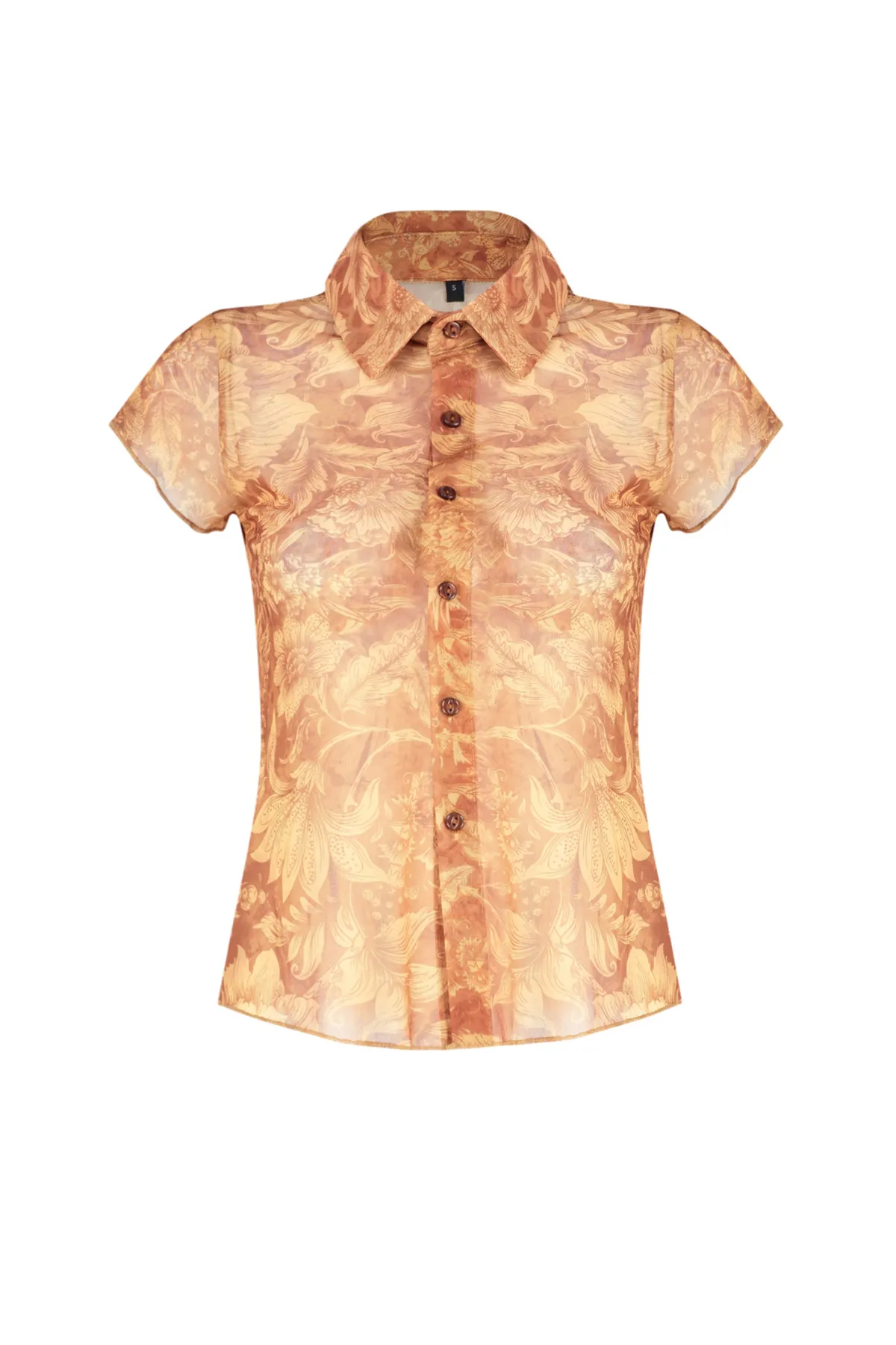 Trendyol Collection  Mehrfarbige taillierte Bluse aus Tüll-Stretch-Strick mit Hemdkragen TWOSS24BZ00164