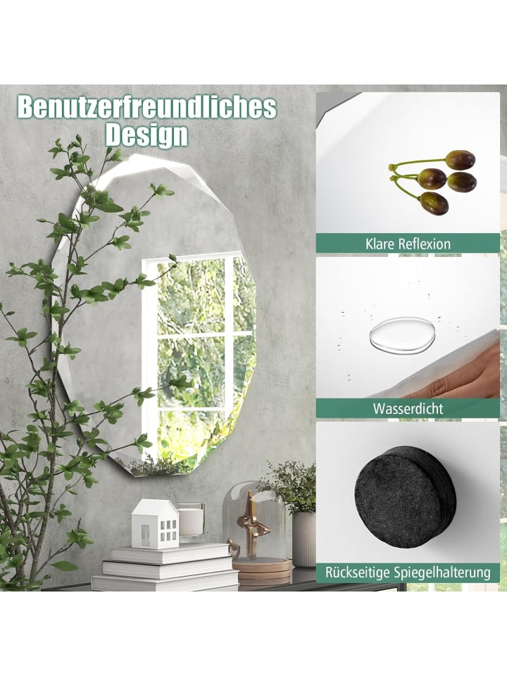 COSTWAY Badspiegel 76x76x5cm in Silber günstig kaufen onesize