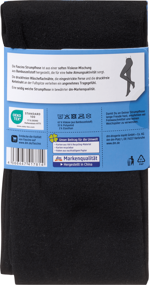 Strumpfhose mit Bambus-Viskose schwarz Gr. 50/52, 1 St