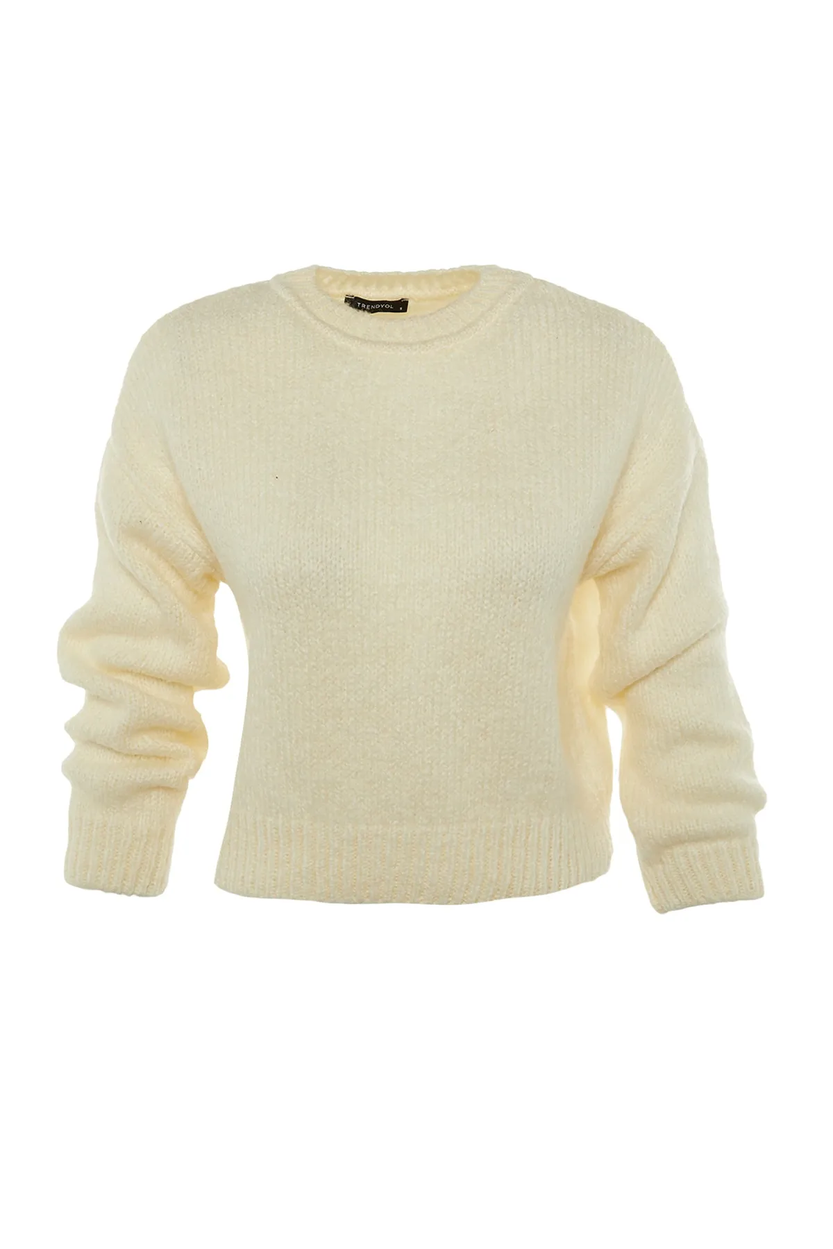 Trendyol Collection  Ecrufarbener, weich strukturierter Basic-Strickpullover mit weiter Passform TWOAW23KZ00185