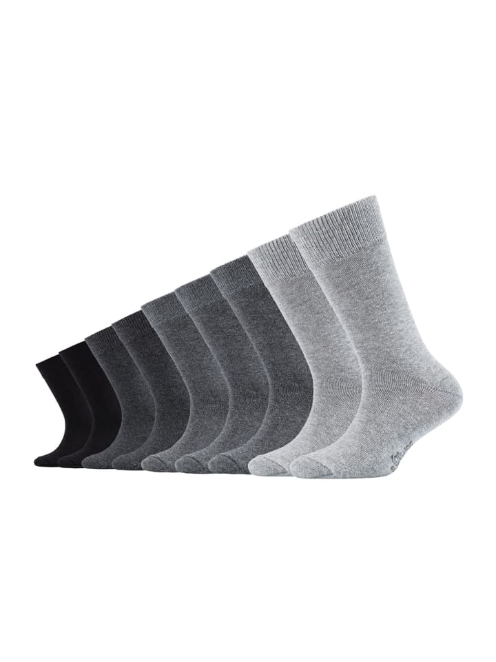 S. Oliver Socken Kinder Strümpfe mit weichem Bund Baumwolle Pflegeleicht langlebig für Jungen und Mädchen 9er Pack essentials in Grau günstig kaufen