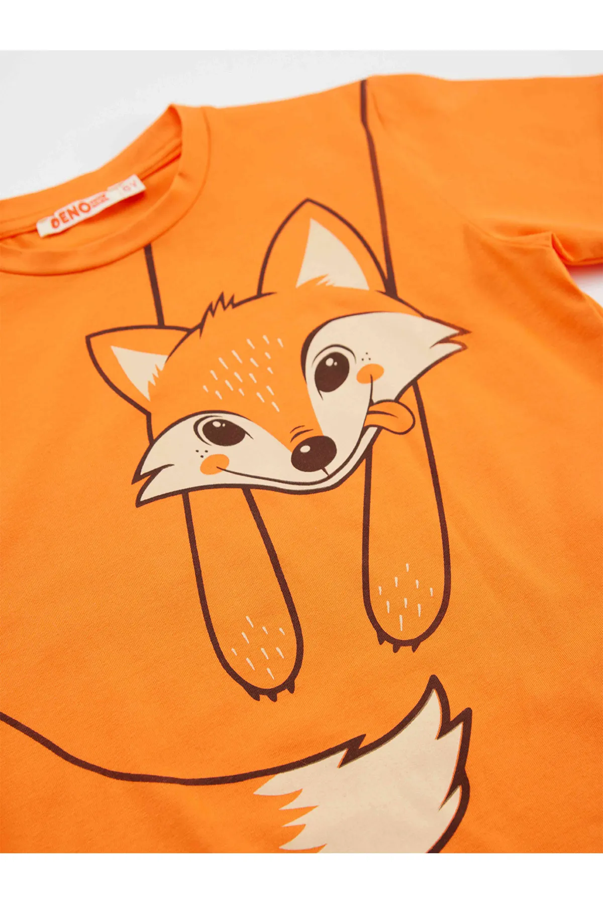 Denokids  Orange Fox T-Shirt-Capri-Shorts-Set für Jungen