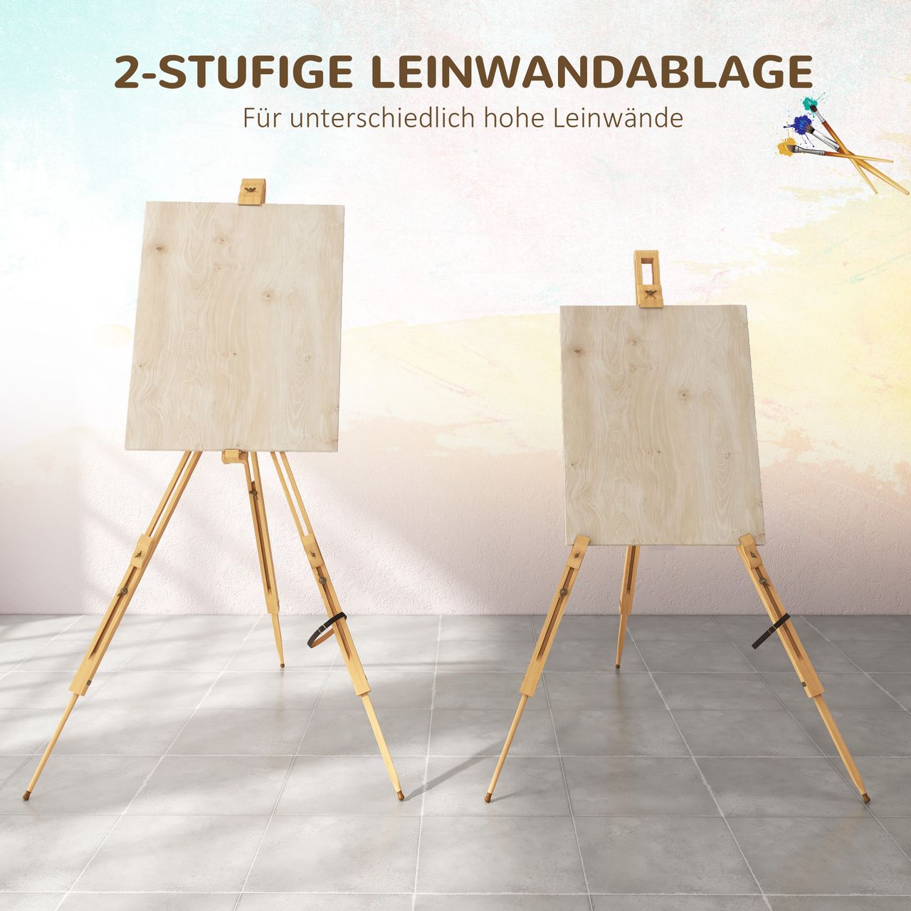 Vinsetto Holzstaffelei Kunststaffelei, Buchenholz, höhenverstellbar, klappbar