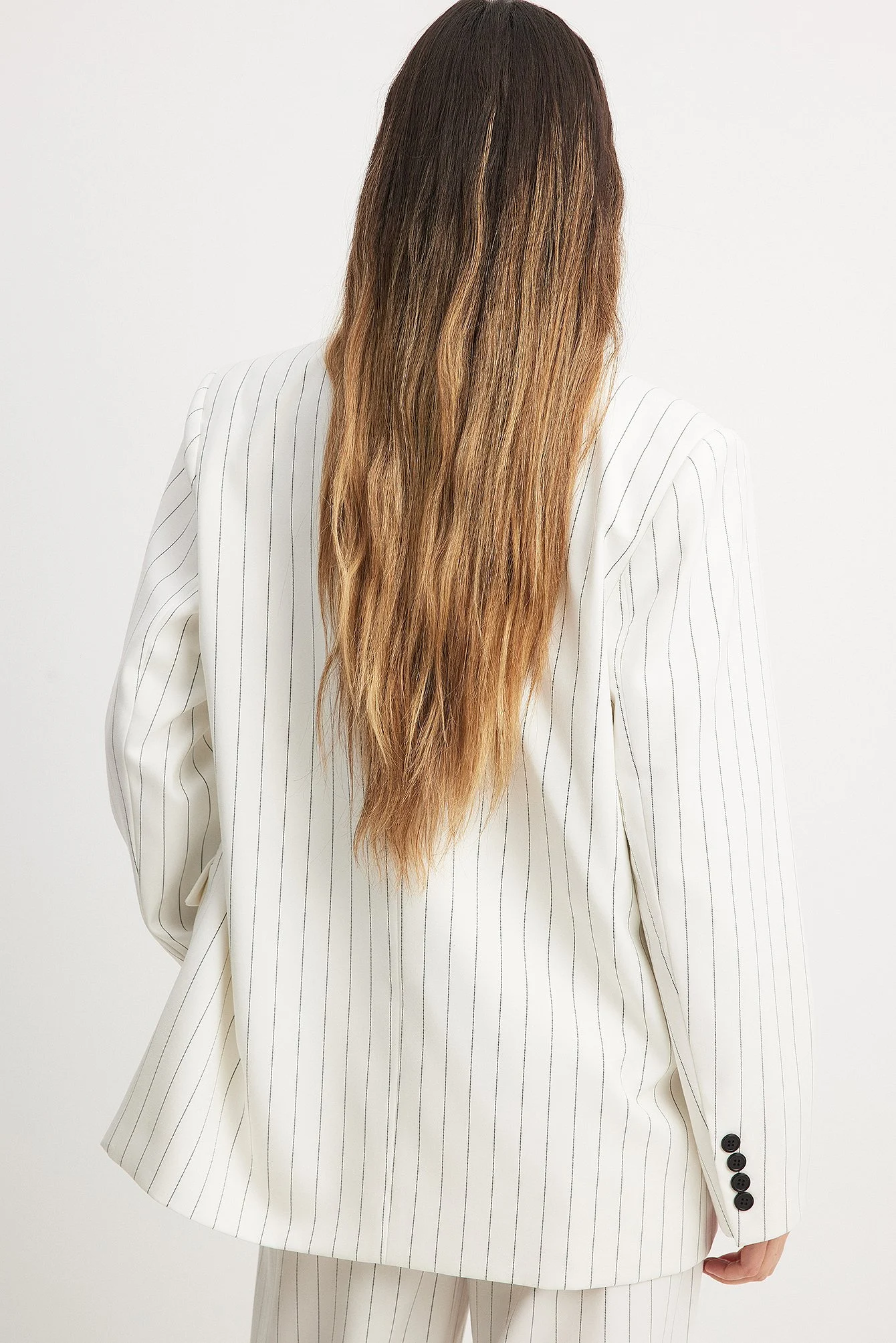 Oversize, gestreifter Zweireiher-Blazer
