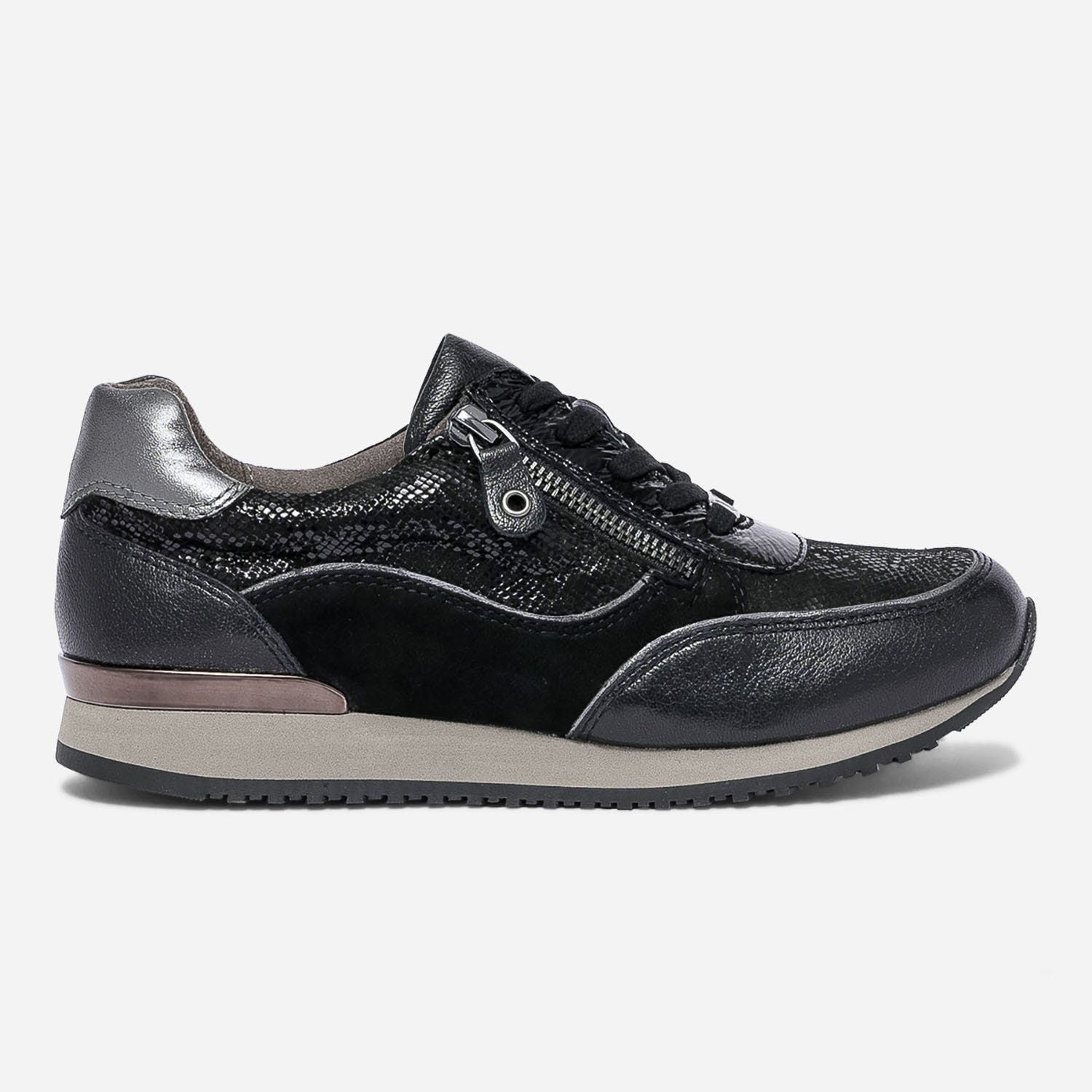 Tennis CAPRICE noire multi cuir