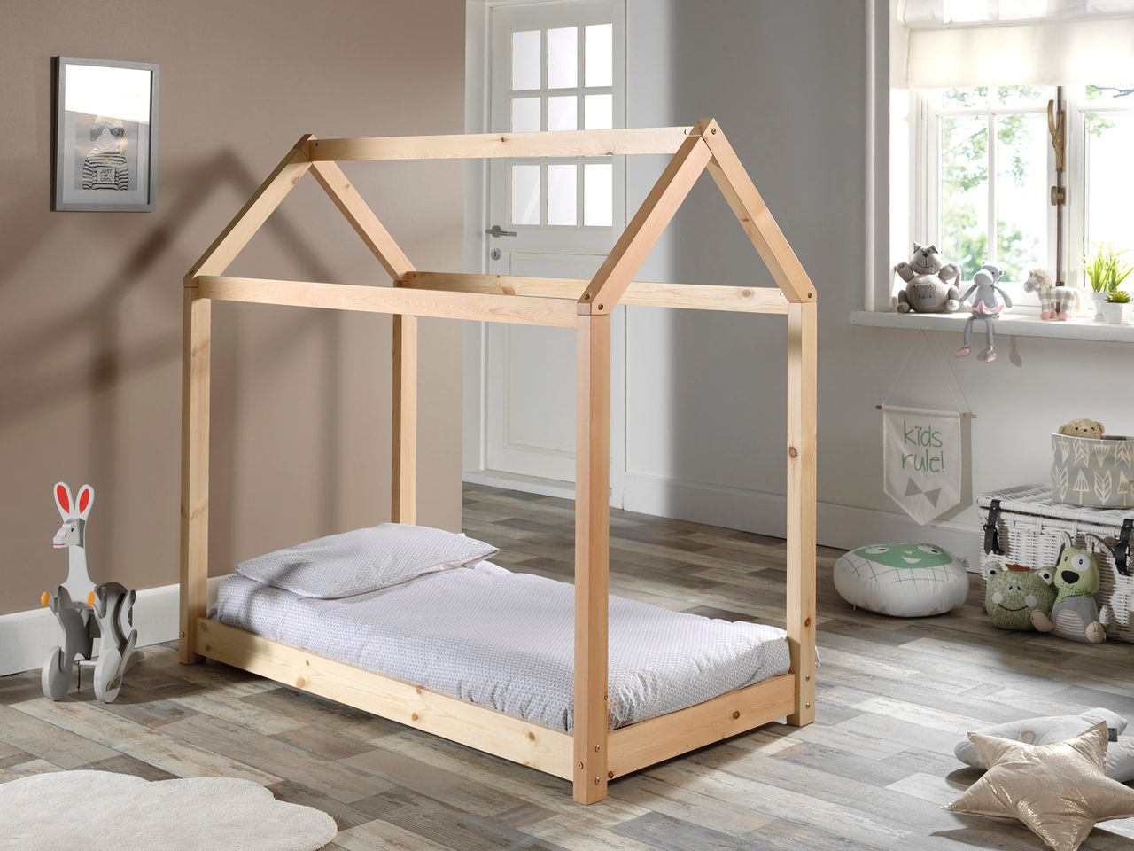 VIPACK Hausbett Liegefläche 70 x 140 cm natur
