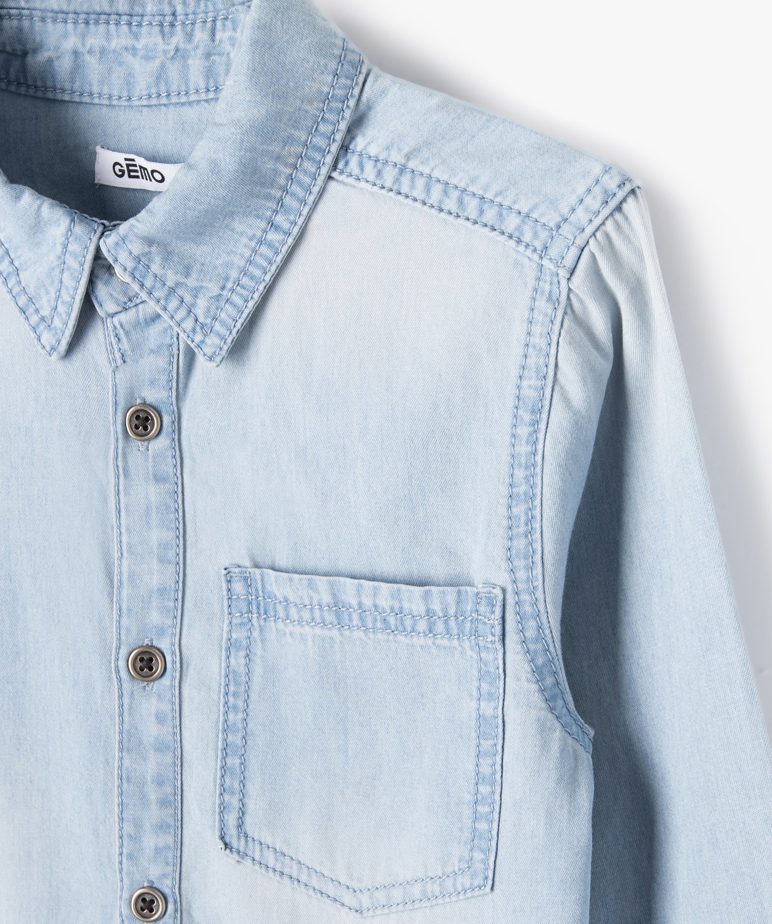 Chemise chambray à manches longues Garçon bleu | GEMO