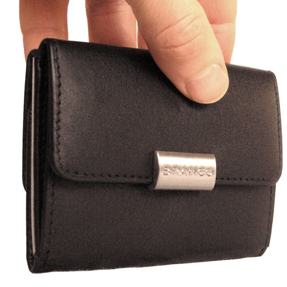 BRANCO Mini Geldbörse Kleine Damen-Geldbörse / Portemonnaie, Leder, Schwarz, Branco 12032