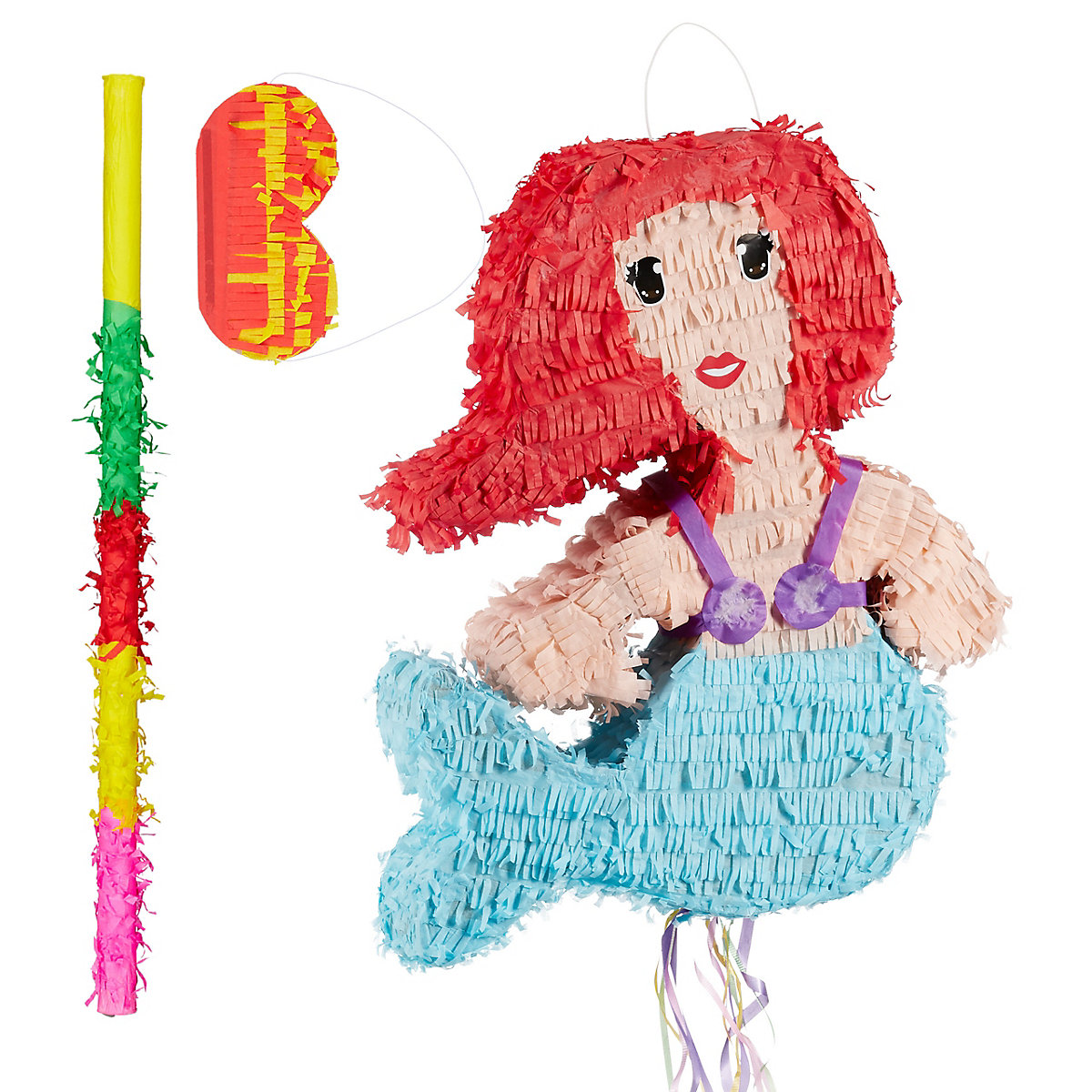 3 tlg. Pinata Set Meerjungfrau