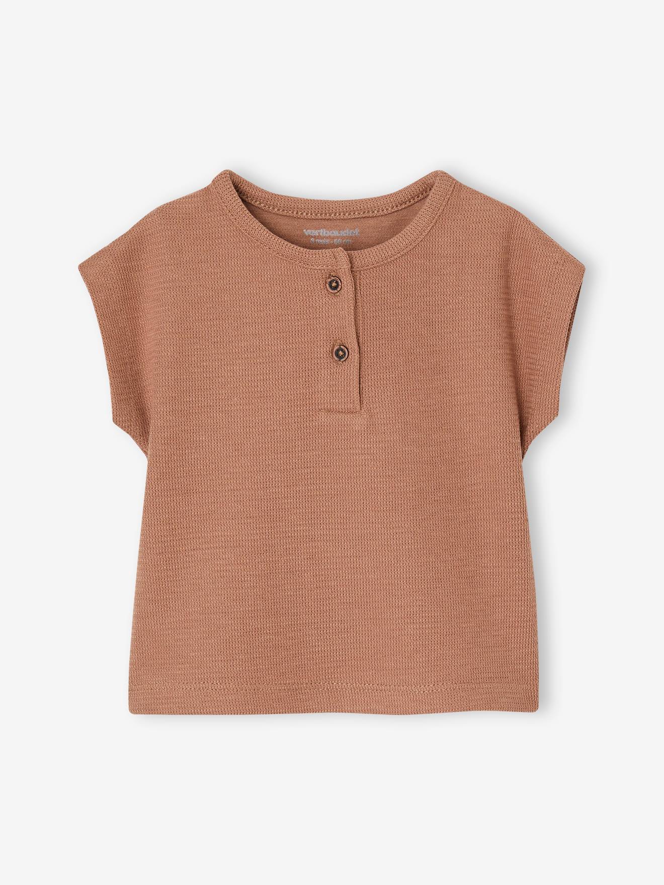 Vertbaudet Baby-Set: Henley-Shirt & Shorts, personalisierbar Oeko-Tex - mokka
