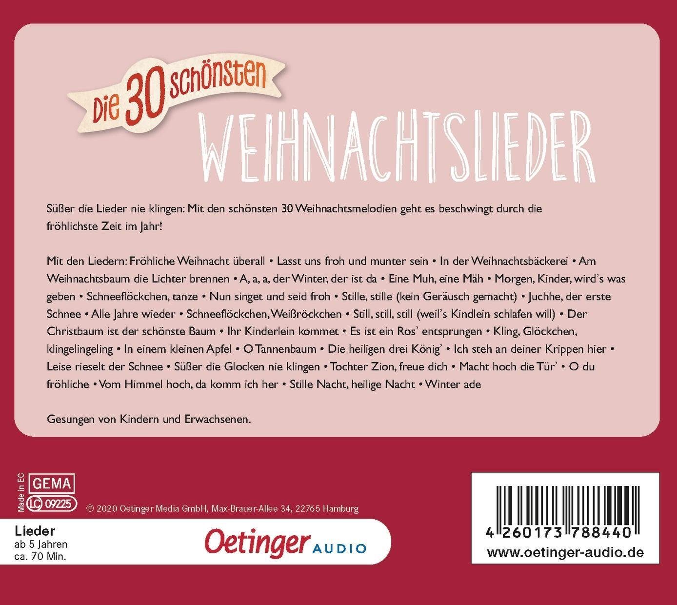Oetinger Hörspiel Die 30 schönsten Weihnachtslieder