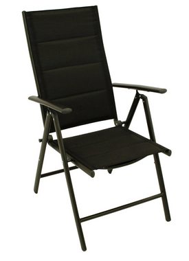 DEGAMO Gartensessel ALMERIA, klappbar, Alu anthrazit + Kunstgewebe gepolstert schwarz, wetterfest