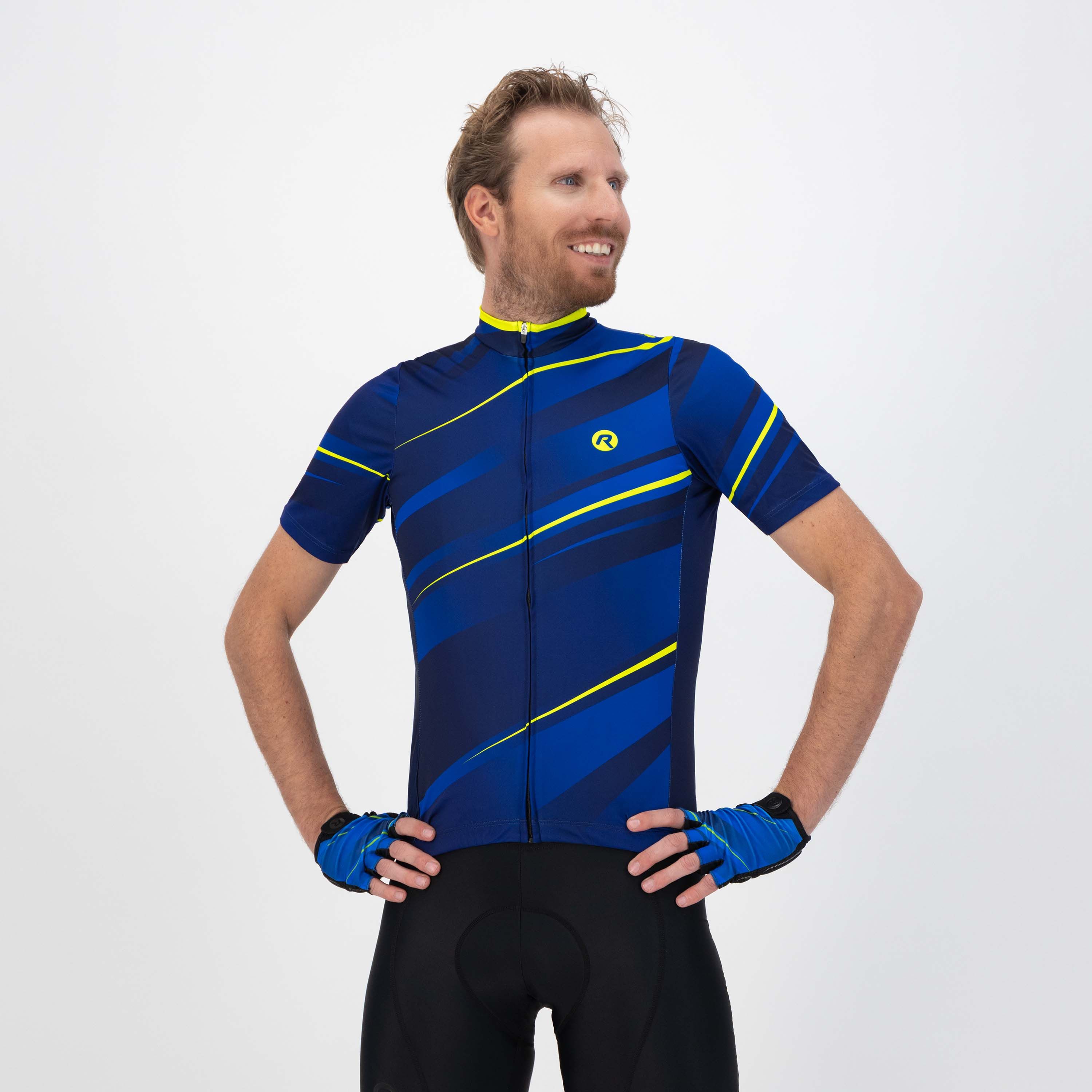 Rogelli Buzz Blau/Fluor Herren Radtrikot Kurzarm