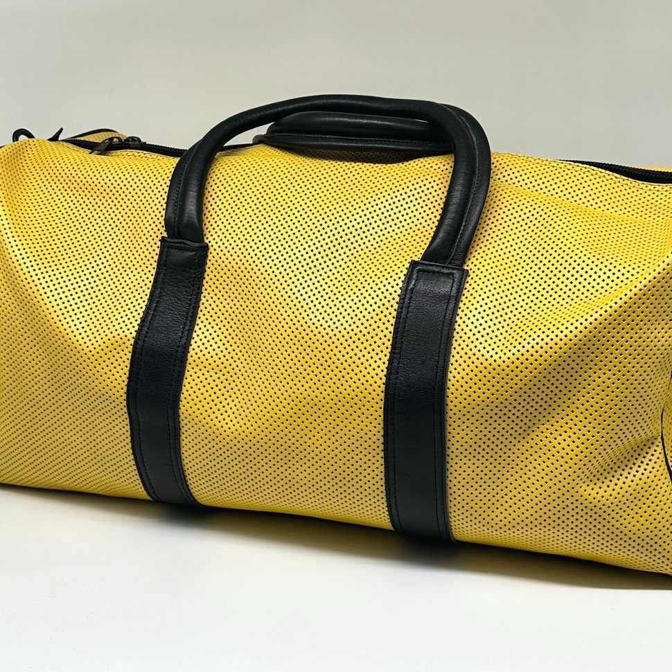 Mesouk Weekender Gelber Weekender Hamal - Handgemachte Leder Reisetasche
