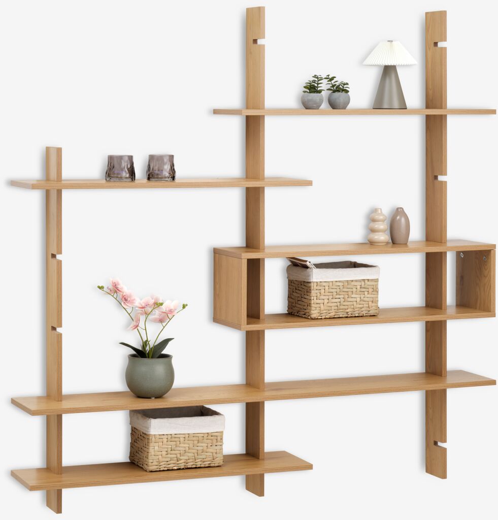 KARLEBY shelving system KARLEBY 6 adjustable shelves in oak color