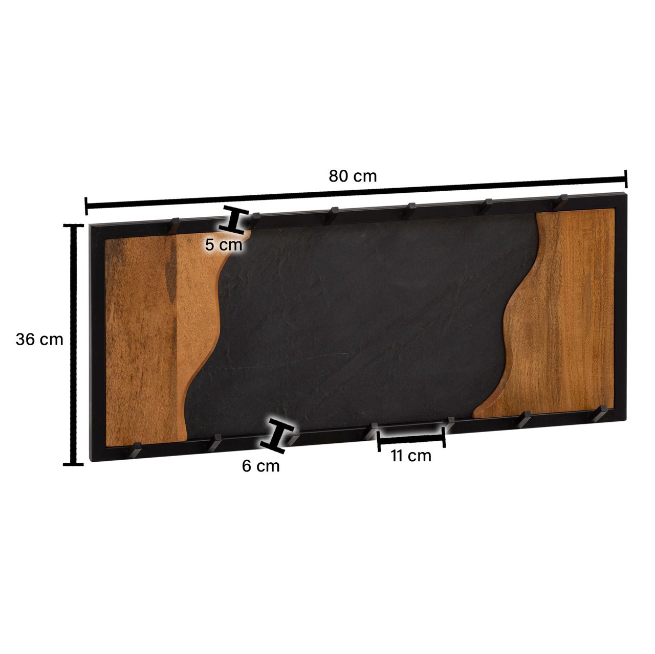 Wohnling Wandgarderobe Hakenleiste Steinoptik 80 cm Garderobe Flur Holz Modern