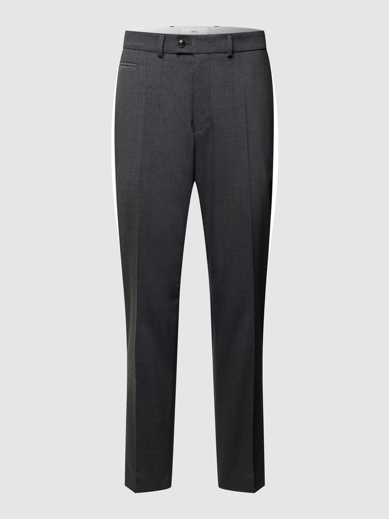Regular Fit Hose aus Schurwoll-Mix mit Stretch-Anteil Modell 'Enrico' in mittelgrau meliert