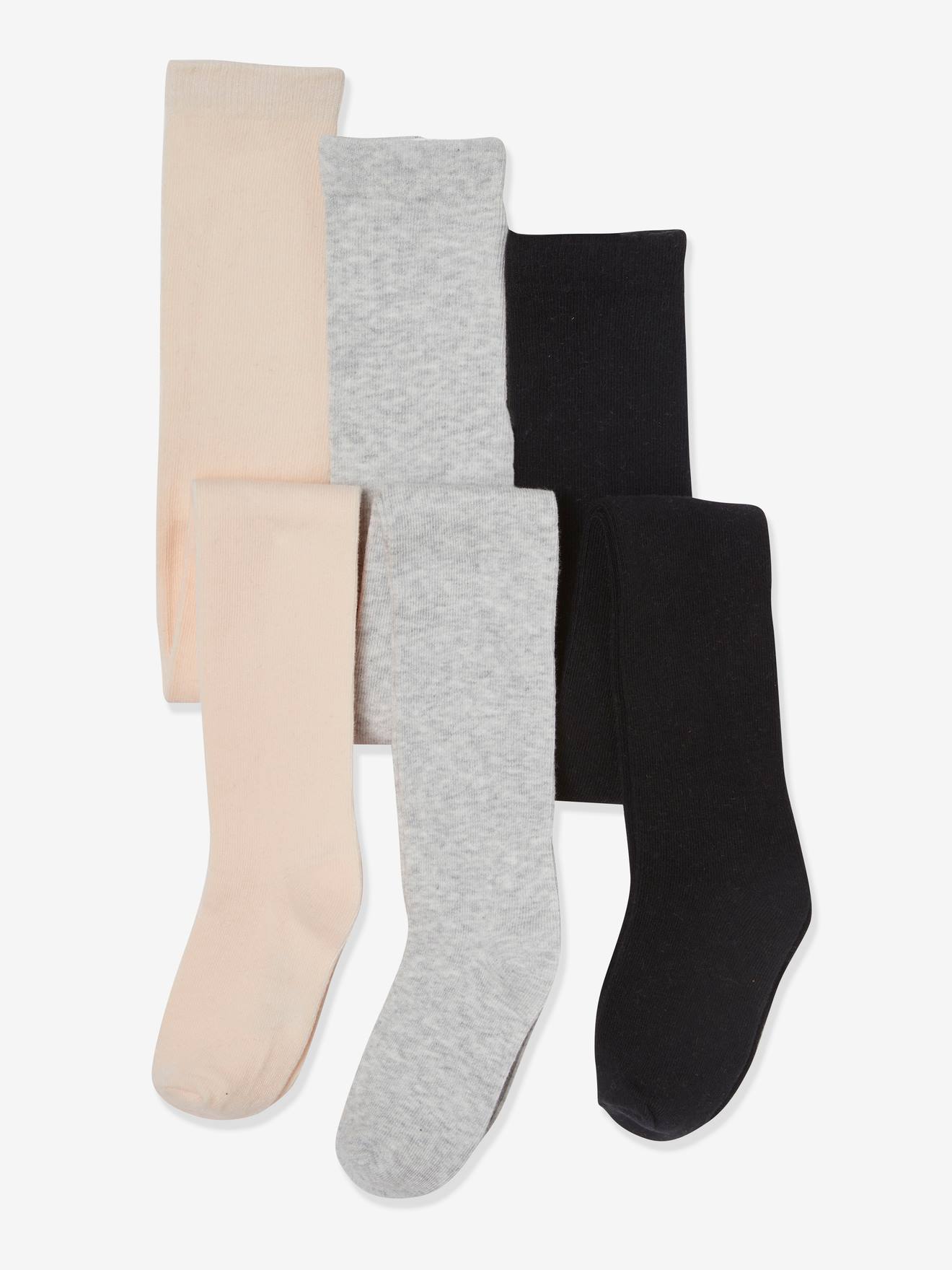 Lot de 3 paires de collants fille BASICS moutarde