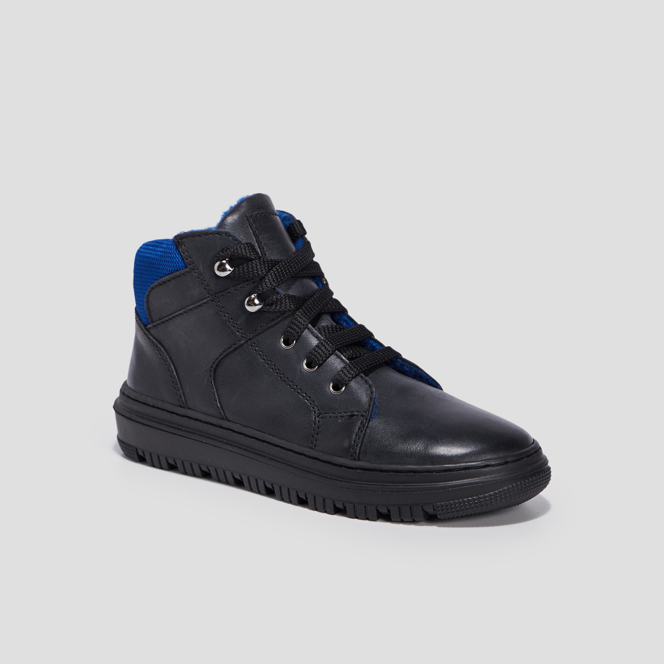 Baskets montantes zippées noir garçon | La Halle