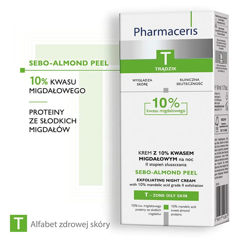 „Pharmaceris T Sebo-Almond Peel“ naktinis kremas su 10 % migdolų rūgštimi